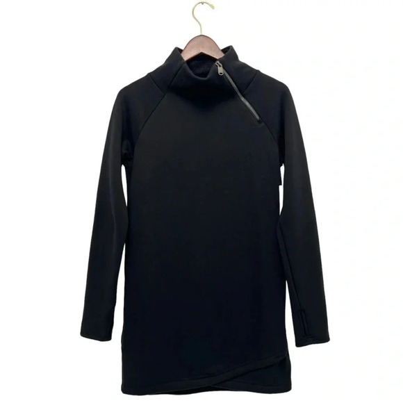 Athleta Cozy Karma Asym Sweatshirt Dress Black Athleisure Winter Lounge XXS NEW! - Picture 6 of 13
